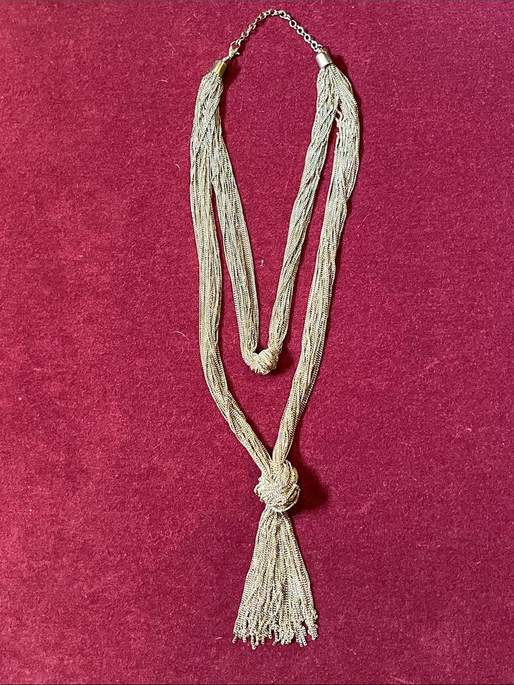 Vintage Gold Multi-Strand Knot & Tassel Necklace - Gold